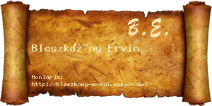 Bleszkány Ervin névjegykártya